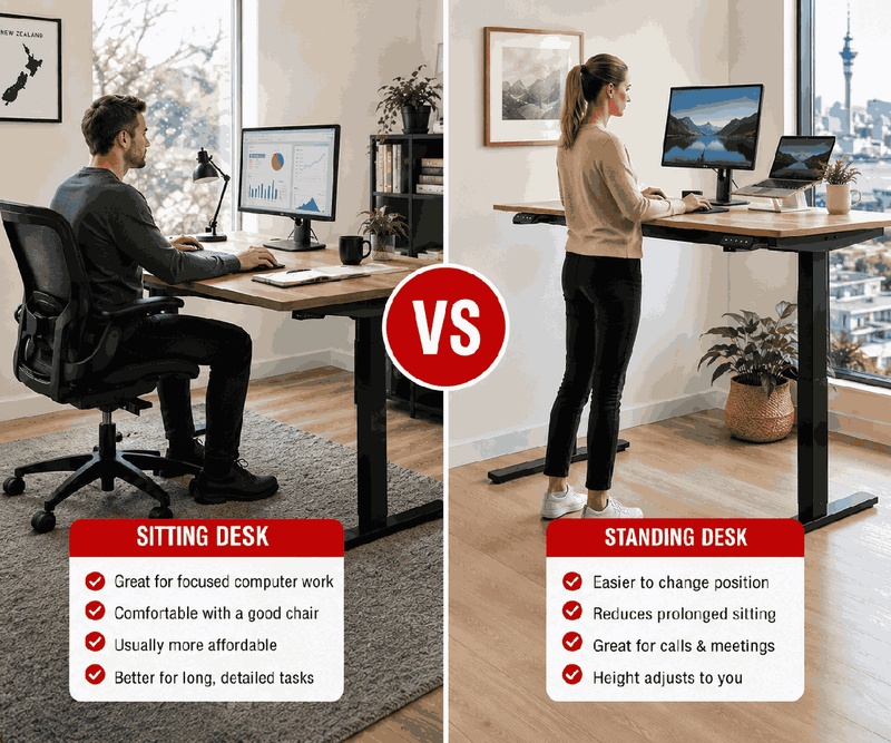 Standing Desk vs Sitting Desk: Which Is Better for NZ Home Office Workers?