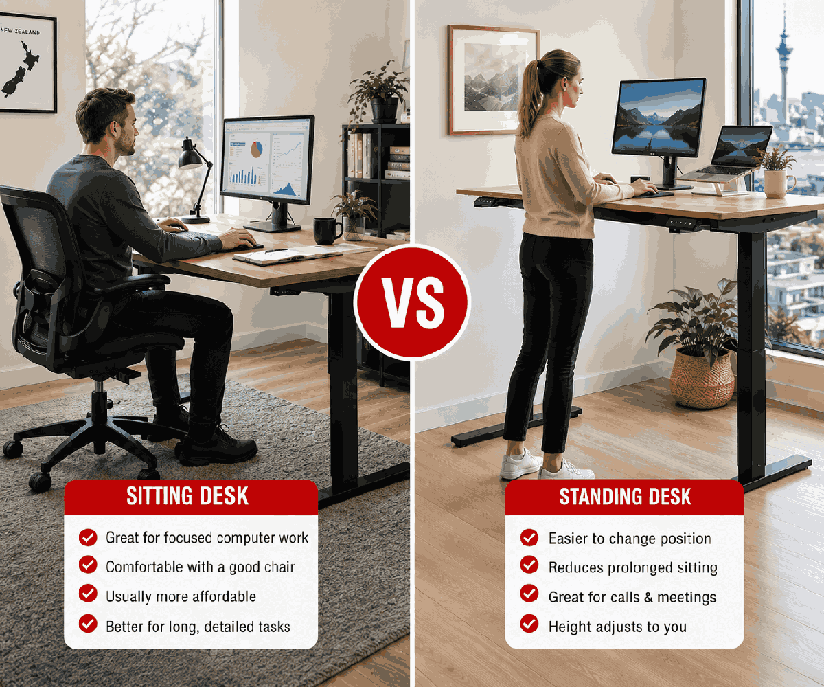 Standing Desk vs Sitting Desk: Which Is Better for NZ Home Office Workers?