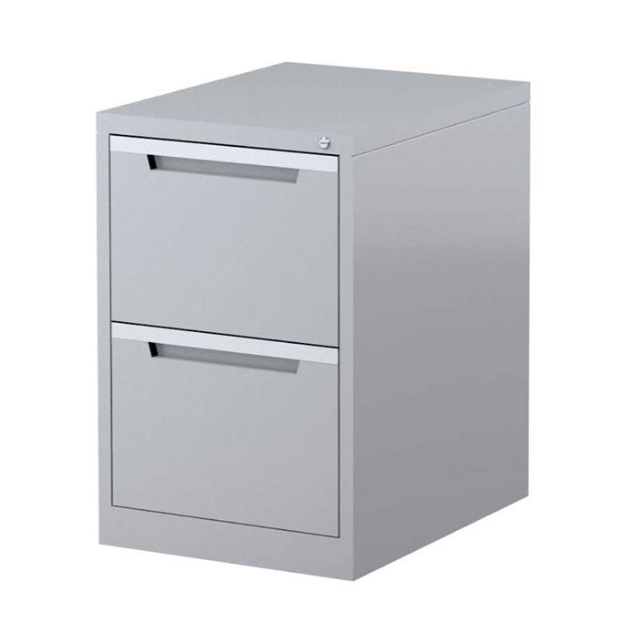 Steelco Vertical Filing Cabinet Two Drawer Silver Gray