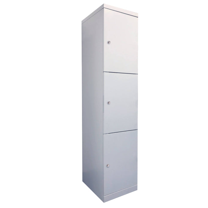 Steelco Flush Front Locker 3 Door Locker White Satin