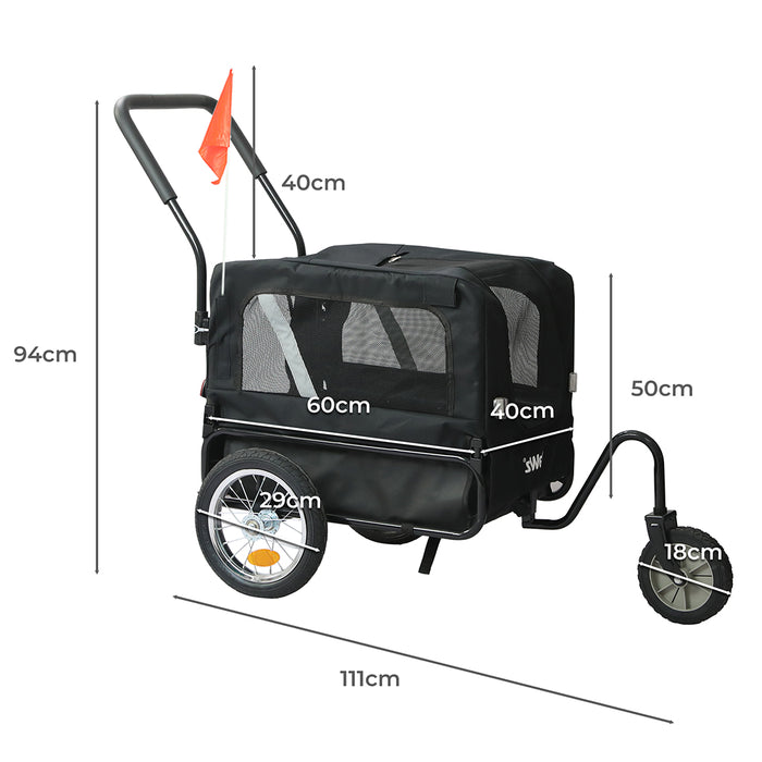 PaWz Pet Stroller Bike Trailer 2-IN-1 Sunroof-2052531541871038466