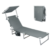 Levede Foldable Lounge Chairs with Canopy Grey