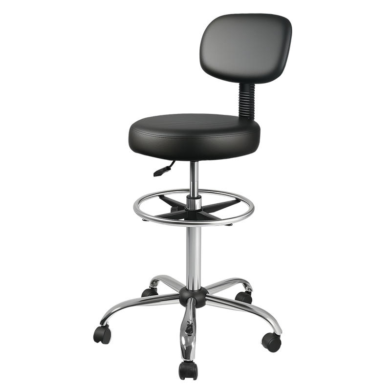Levede Swivel Office Chair Ergonomic Stool Height Adjustable Footrest Backrest