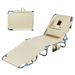 Levede Foldable Beach Lounge Chairs with Face Hole Khaki-2052531491556167688