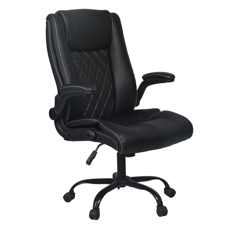 Levede Executive Office Chair Footrest PU Leather Tilt Gaming Work Seat Black