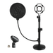 Levede Desktop Microphone Stand Adjustable Pop Filter Shock Mount Base Kit Black