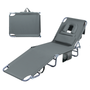 Levede Foldable Beach Lounge Chairs with Face Hole Grey