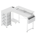 Levede L Shaped Gaming Desk with Storage Drawers White-2052531818946760712