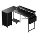 Levede L Shaped Gaming Desk with Storage Drawers Black-2052531818615410696