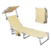 Levede Foldable Lounge Chairs with Canopy Khaki-2052531491203846152