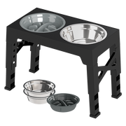 PaWz Elevated Dog Bowls 2 Stainless Steel Bowls and 1 Slow Feeder Bowl
