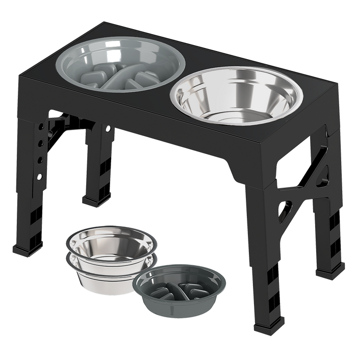 PaWz Elevated Dog Bowls 2 Stainless Steel Bowls and 1 Slow Feeder Bowl-2052531302556635144