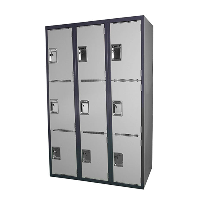 Steelco Heavy-Duty Steel School Lockers Triple Bank