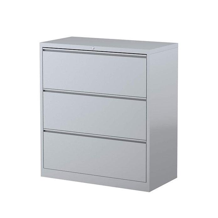 Steelco Lateral Filing Cabinet Three Drawer Silver Grey
