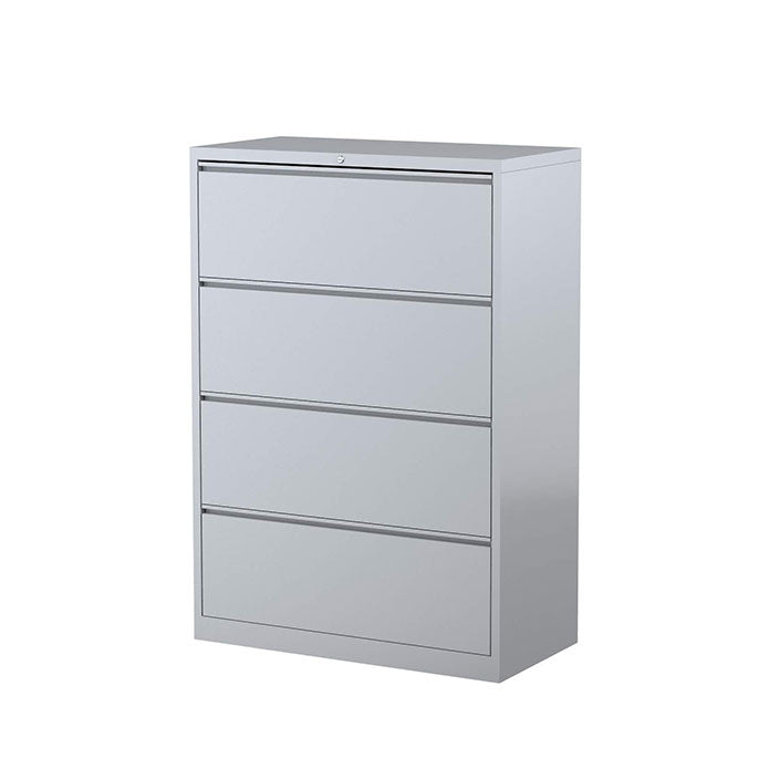 Steelco Lateral Filing Cabinet Four Drawer Silver Grey