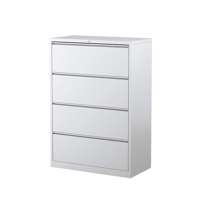 Steelco Lateral Filing Cabinet Four Drawer White Satin