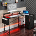 Levede L Shaped Gaming Desk with Storage Drawers Black-2052531818615410694