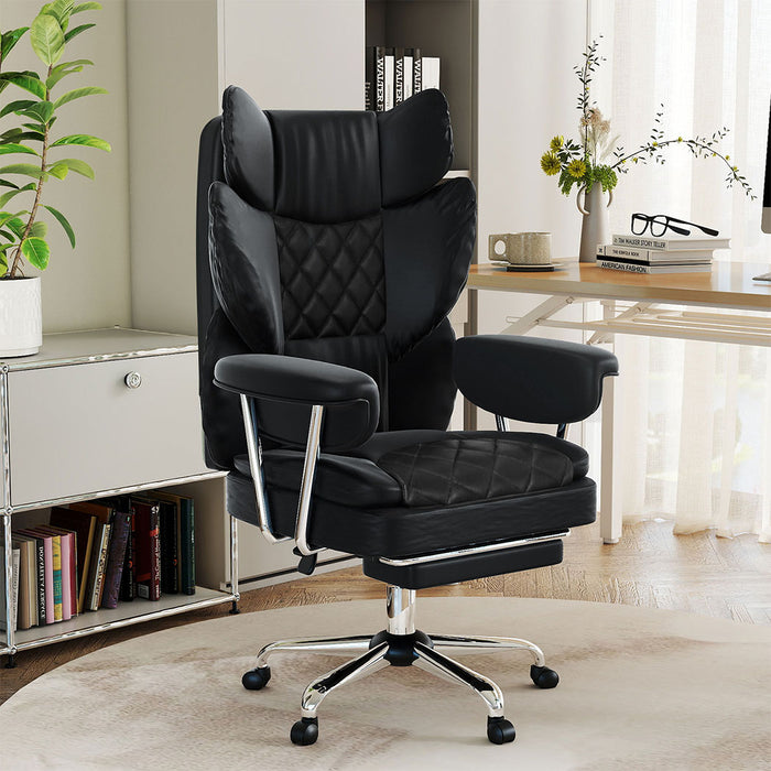 Levede Gaming Office Chair High Back PU Leather Black-2052531824357412870