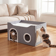 Pawz Foldable Cat House Cave Bed Hideaway Interactive Nest Scratching Board