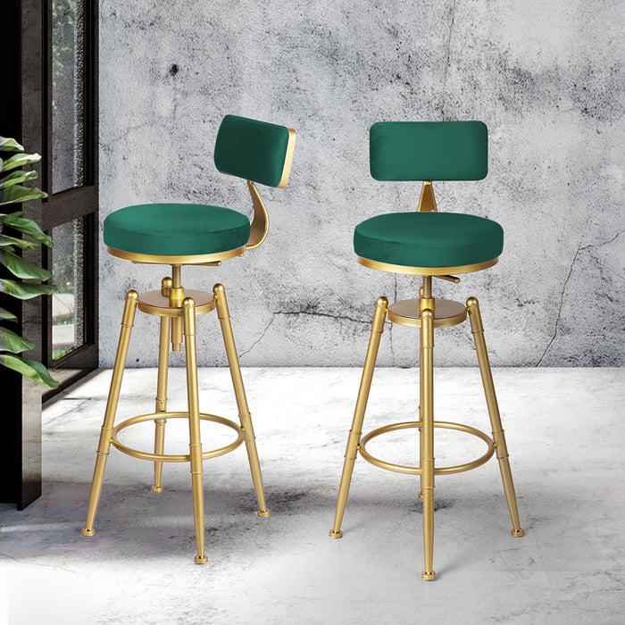 Levede 1x Bar Stools Velvet Kitchen Green-2052531295598284806