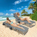 Levede Foldable Beach Lounge Chairs with Face Hole Grey-2052531491375812614