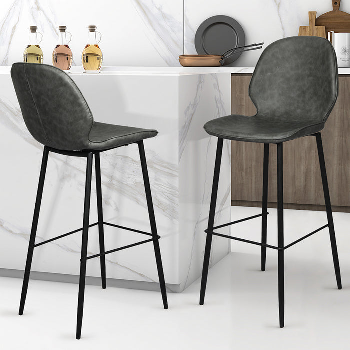 Levede 2x Bar Stool Barstools Counter Grey-2052531354884771846