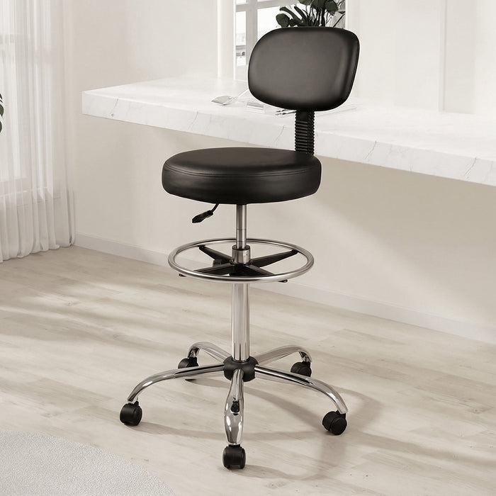Levede Swivel Office Chair Ergonomic Stool Height Adjustable Footrest Backrest-2052531422392094726