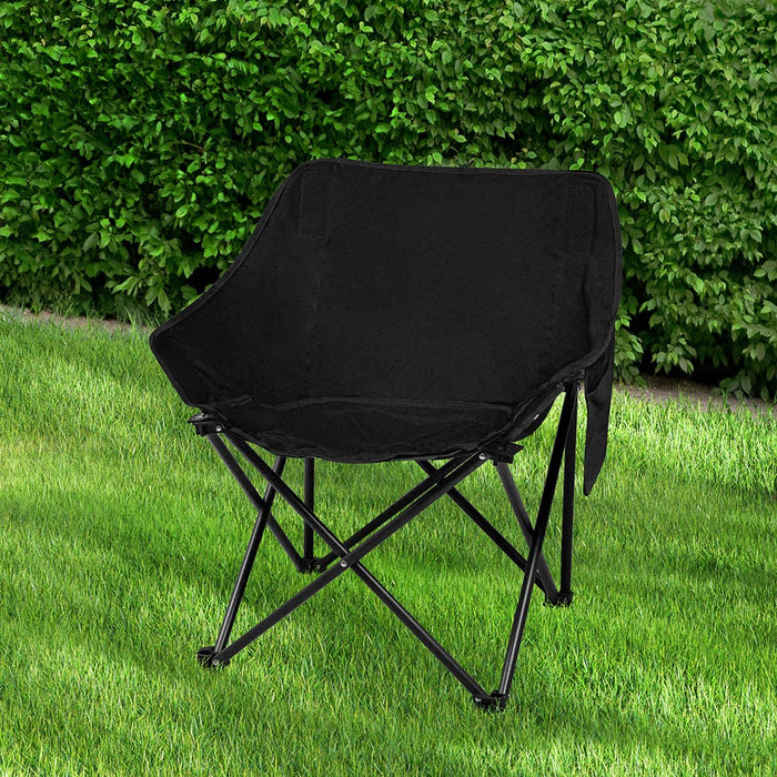 Levede Folding Camping Moon Chair Lightweight Black-2052531628261117958