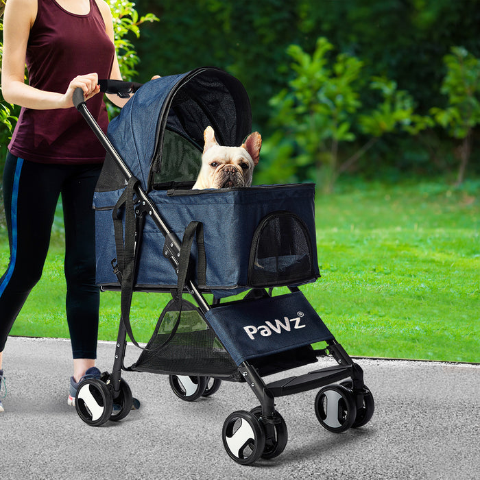 PaWz Large Pet Stroller Dog Cat Carrier Blue-2052531541485162502