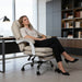 Levede Executive Office Chair Footrest PU Leather Tilt Gaming Work Seat Beige-2052531445712424966