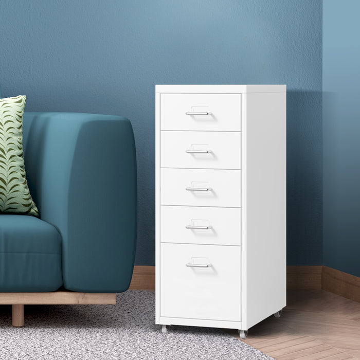 Levede 5 Drawer Office Cabinet Drawers White