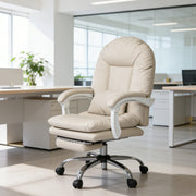 Levede Executive Office Chair Footrest PU Leather Tilt Gaming Work Seat Beige