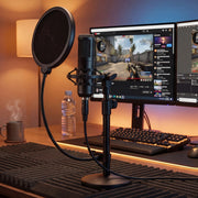Levede Desktop Microphone Stand Adjustable Pop Filter Shock Mount Base Kit Black