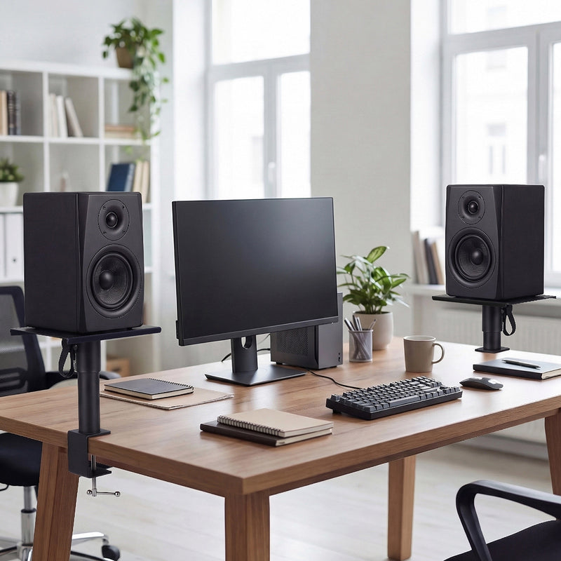 Levede 2x Desk Clamp Speaker Stands Set Adjustable Rotatable Monitor CD Player
