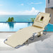 Levede Foldable Beach Lounge Chairs with Face Hole Khaki-2052531491556167687