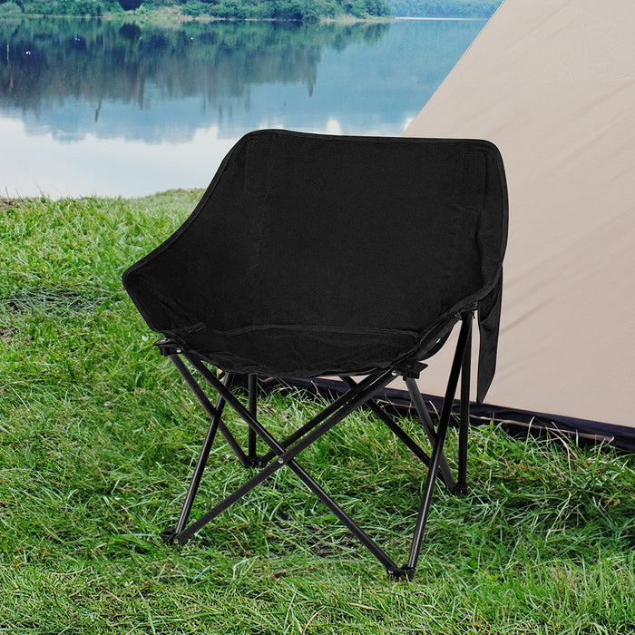 Levede Folding Camping Moon Chair Lightweight Black-2052531628261117959