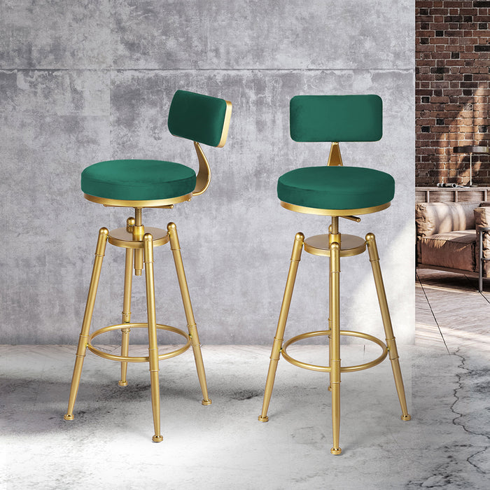 Levede 1x Bar Stools Velvet Kitchen Green-2052531295598284807