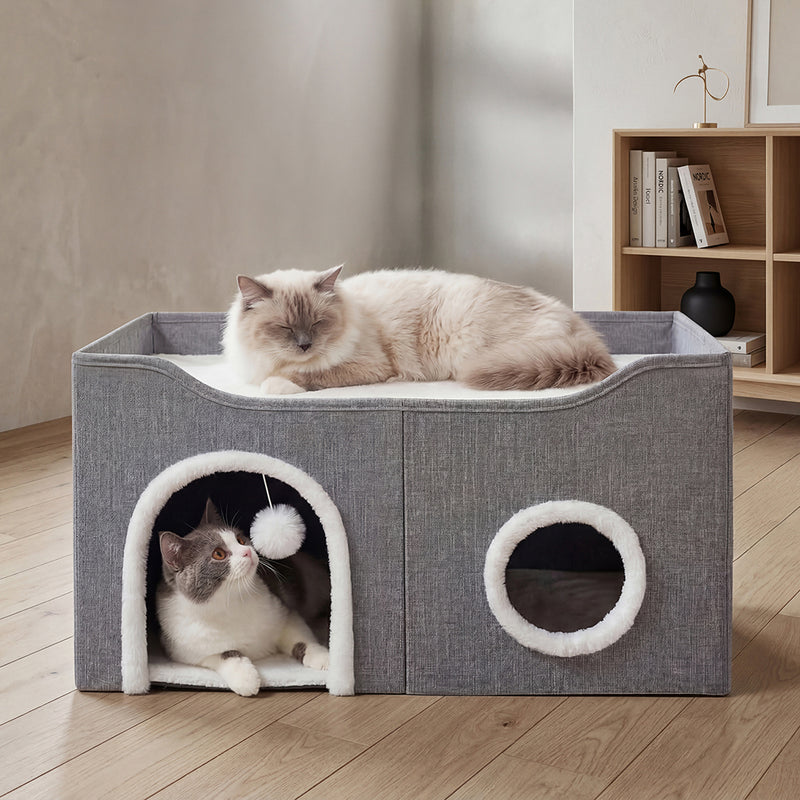 Pawz Foldable Cat House Cave Bed Hideaway Interactive Nest Scratching Board