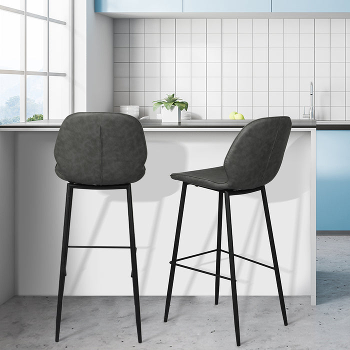 Levede 2x Bar Stool Barstools Counter Grey-2052531354884771847
