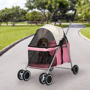 PaWz Pet Stroller Dog Cat Carrier Foldable Pink