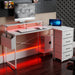 Levede L Shaped Gaming Desk with Storage Drawers White-2052531818946760711