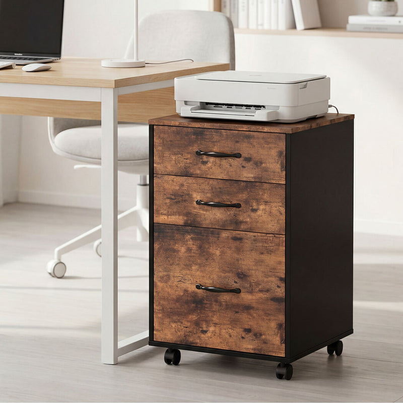 Levede 3-Drawer File Cabinet Mobile Filing Storage Cabinet Organiser Home Office