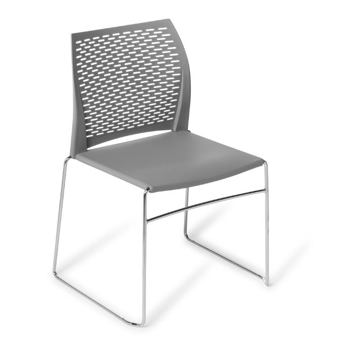 Eden Net Chair Chrome and Black Frame Grey Chrome