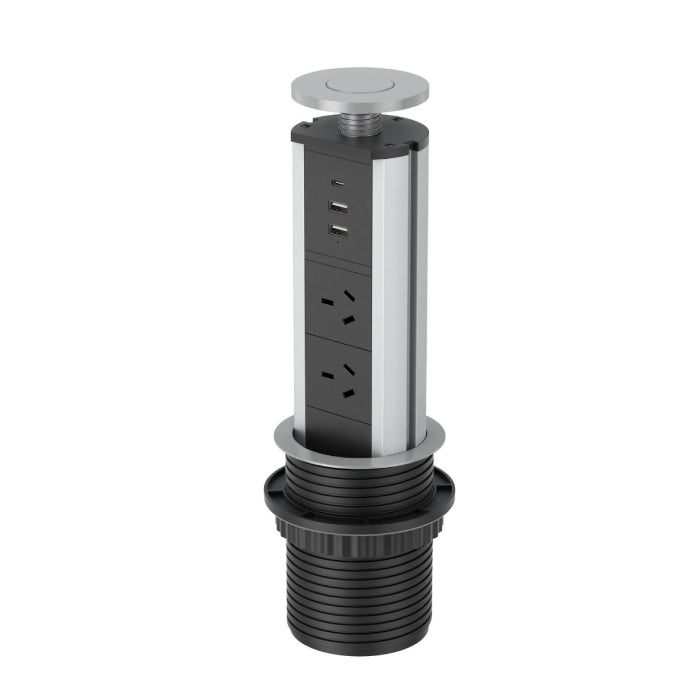 Desk Pop Up Power Outlet Silver