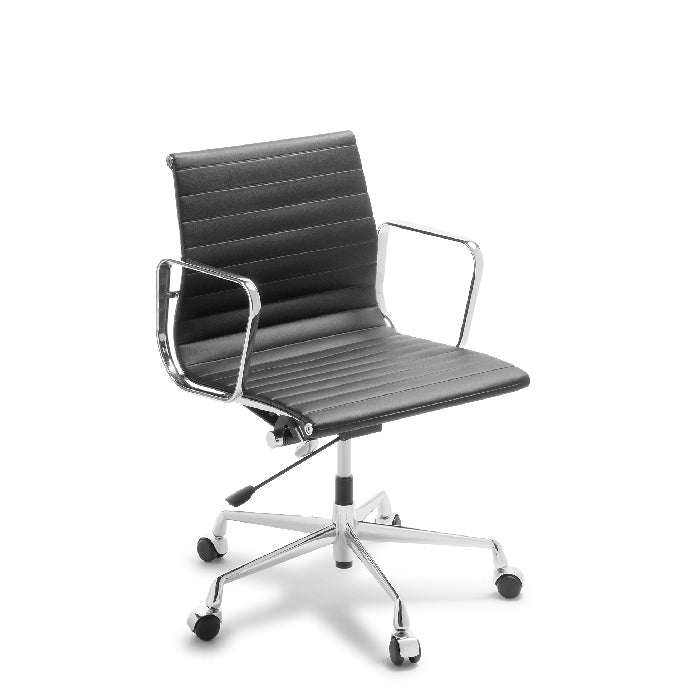 Eden Eames Replica Classic Mid Back Black Leather Chair