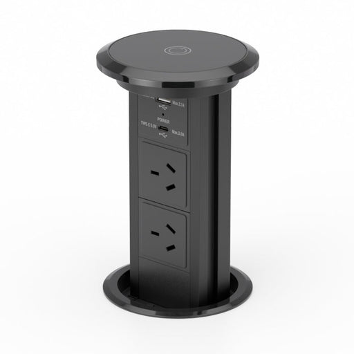 Motorised Pop Up Power Point w/USB Black w Black Face
