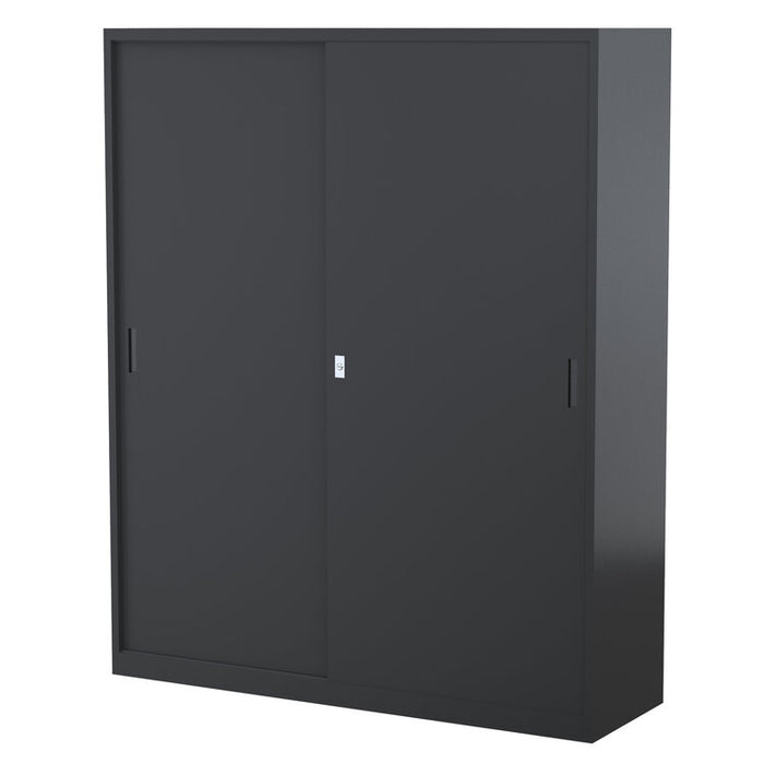 Three Shelves Sliding Door Cabinet With Perforated Doors
