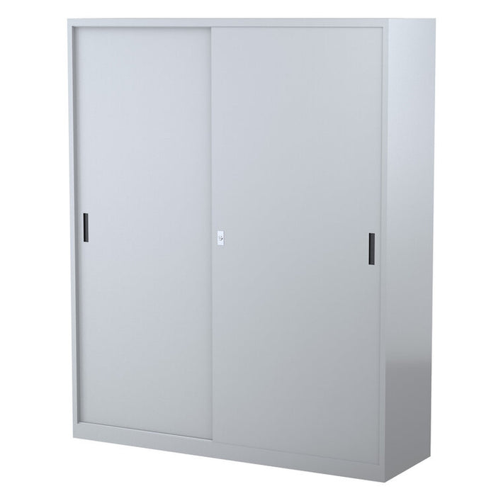 Three Shelves Sliding Door Cabinet With Perforated Doors