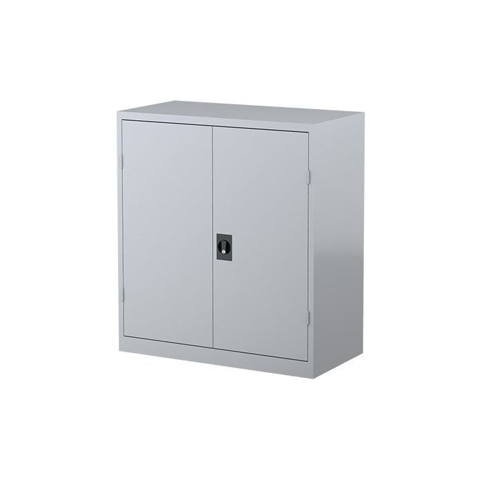 Steelco Stationery Cabinet with Perforated Doors Two Shelves Silver Grey