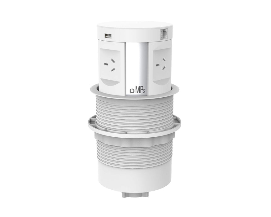 Quad-Sided, Pop Up Power Point w/ 2x USB, 1x HDMI, 1x RJ45 & Qi